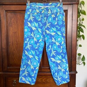 Lilly Pulitzer vintage white label linen blend sunflower dragonfly print pants